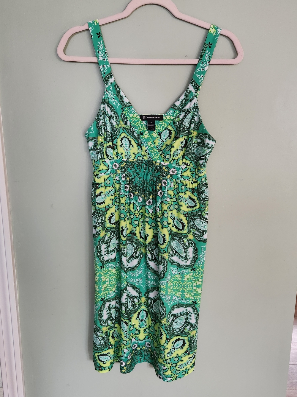 INC International Concepts Green Paisley Midi Dress